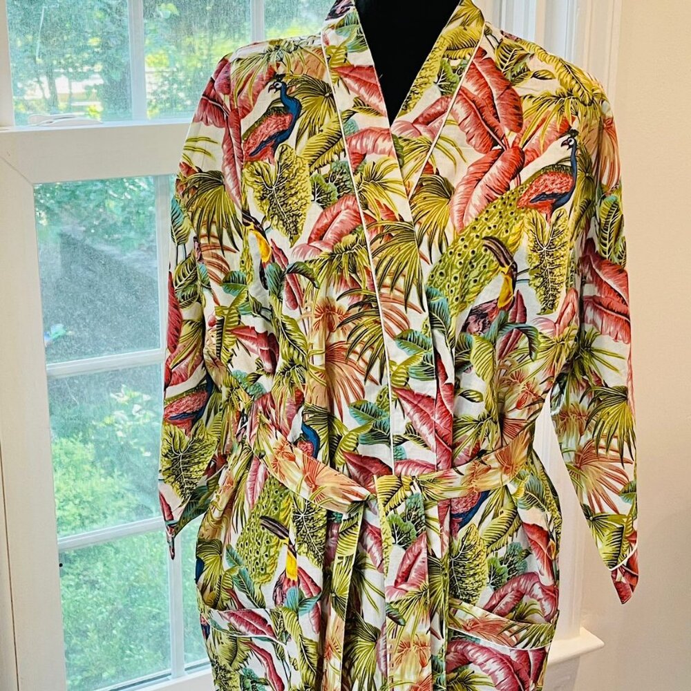 BRAND NEW Cotton kimono robe block print robes for women Dressing gown P…